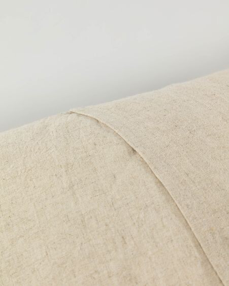 Funda de cojín Silene 100% algodón beige y rayas con borlas blanco 45 x 45 cm