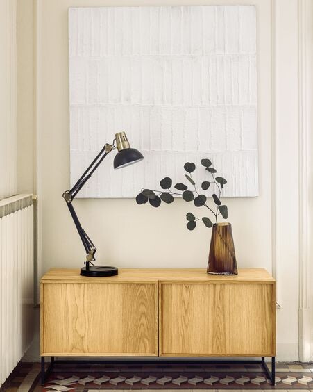 Lienzo Basilisa blanco y gris 90 x 90 cm