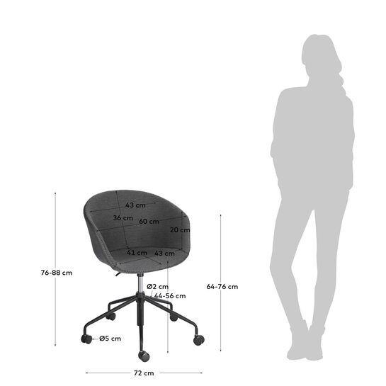 Silla de escritorio Yvette gris oscuro