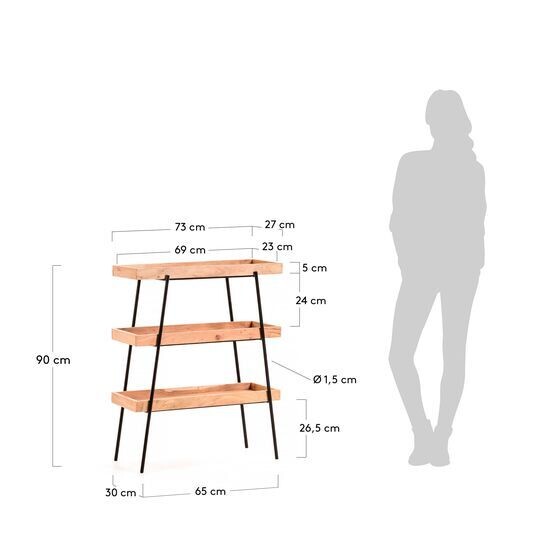Estantería Basi de madera maciza de acacia 73 x 90 cm