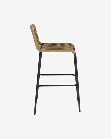 Taburete Lambton de cuerda marrón y acero con acabado negro altura 74 cm