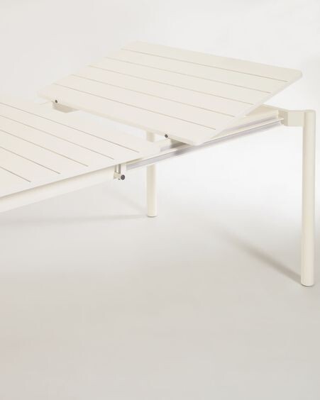 Mesa extensible de exterior Zaltana de aluminio con acabado blanco mate 140 (200) x 90 cm