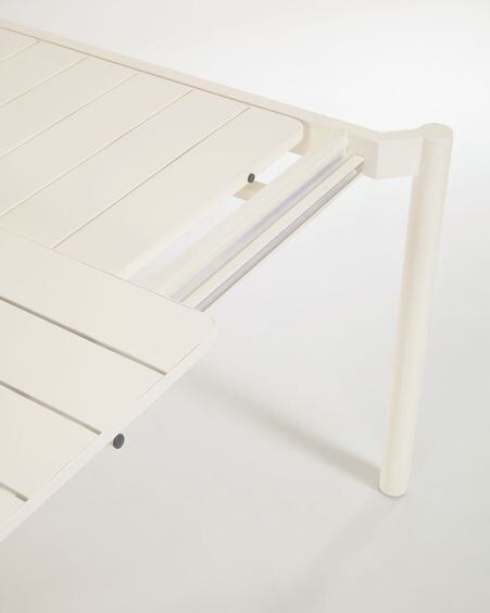 Mesa extensible de exterior Zaltana de aluminio con acabado blanco mate 140 (200) x 90 cm
