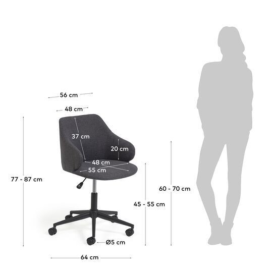 Silla de escritorio Einara gris oscuro