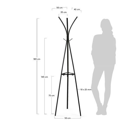 Perchero Stearn acero negro 183 cm