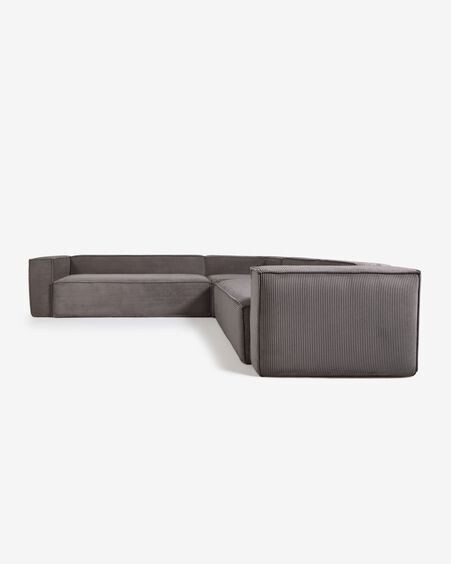 Sofá rinconero Blok 6 plazas pana gris 320 x 320 cm