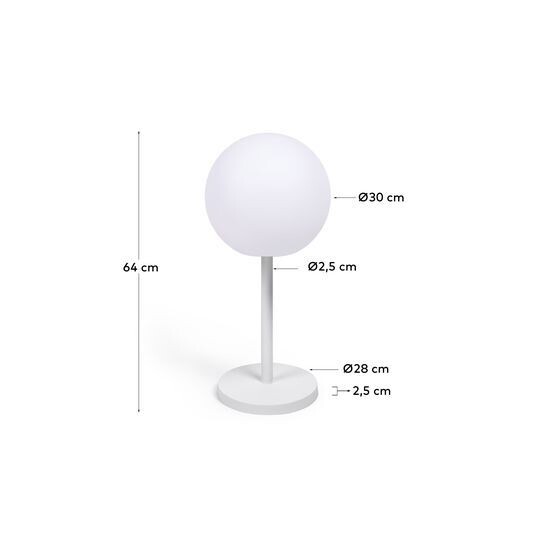 Lámpara de mesa de exterior Dinesh de acero blanco