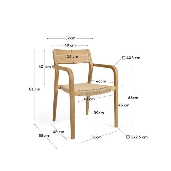 Silla Better de madera maciza de acacia y cuerda de papel natural
