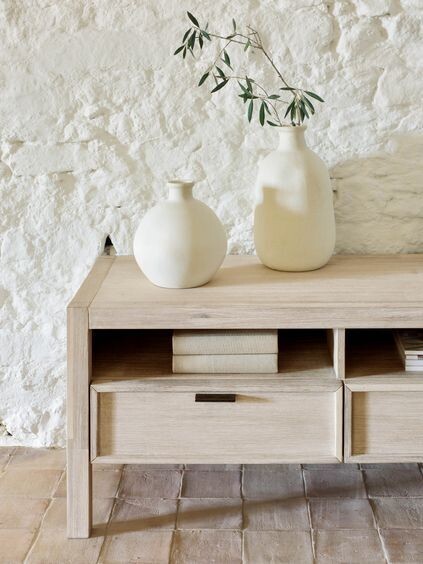 Mueble de TV Alen de madera maciza de acacia 165 x 50 cm