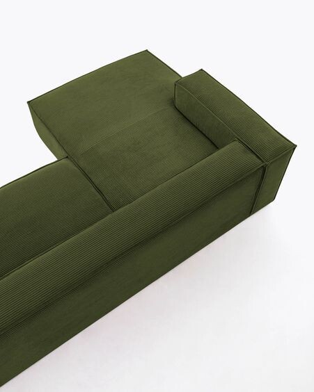 Sofá Blok 2 plazas chaise longue izquierdo pana gruesa verde 240 cm