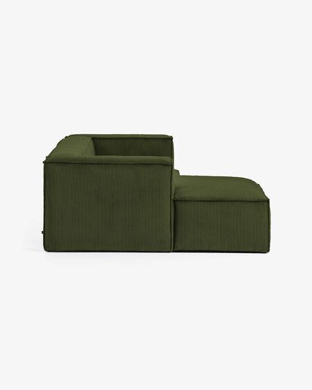 Sofá Blok 2 plazas chaise longue izquierdo pana gruesa verde 240 cm