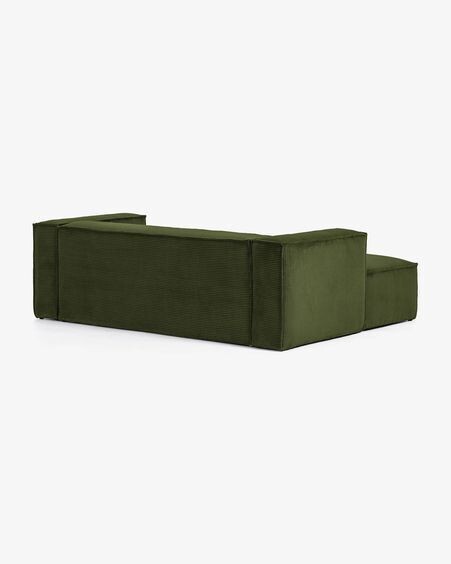 Sofá Blok 2 plazas chaise longue izquierdo pana gruesa verde 240 cm