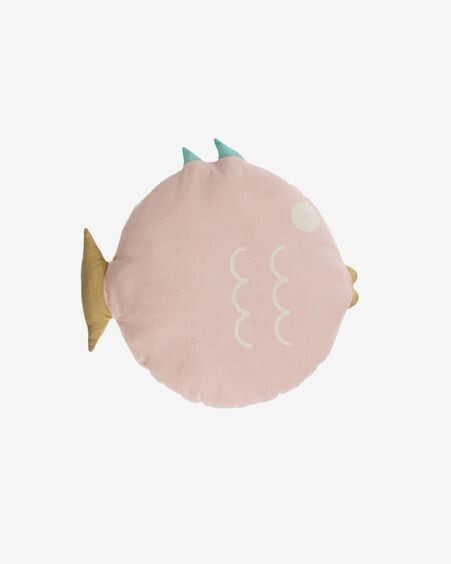 Cojín en forma de pez Delmare 100% algodón rosa Ø 45 cm