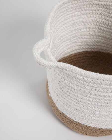 Cesta pequeña Telma algodón y yute blanco