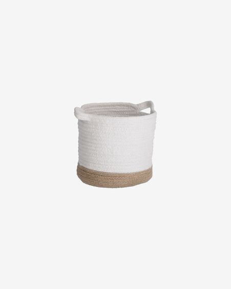 Cesta pequeña Telma algodón y yute blanco