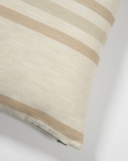 Funda de cojín Sydelle blanco y rayas beige 45 x 45 cm