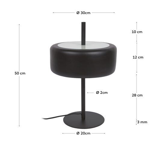 Lámpara de mesa Francisca de metal con acabado negro y cristal