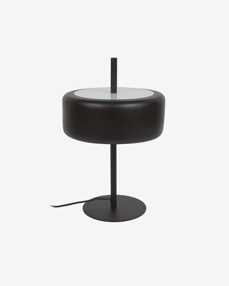 Lámpara de mesa Francisca de metal con acabado negro y cristal