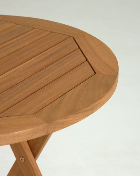 Set de exterior Elisia de mesa y 2 sillas plegables de madera maciza acacia FSC 100%