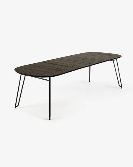Mesa extensible Milian 140 (220) x 90 cm chapa de fresno patas de acero acabado negro