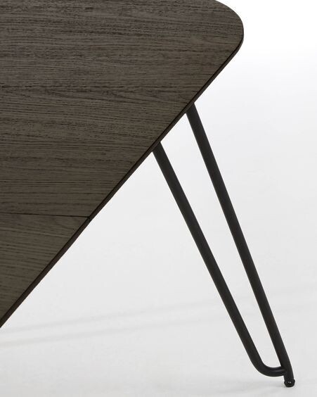 Mesa extensible Milian 140 (220) x 90 cm chapa de fresno patas de acero acabado negro