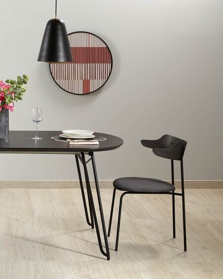 Mesa extensible Milian 140 (220) x 90 cm chapa de fresno patas de acero acabado negro