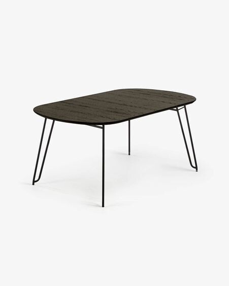 Mesa extensible Milian 140 (220) x 90 cm chapa de fresno patas de acero acabado negro