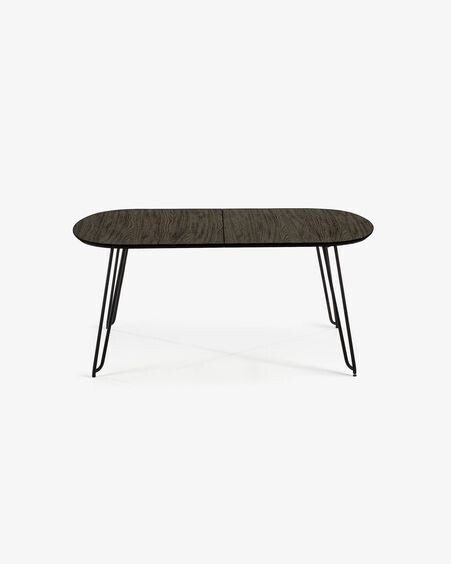 Mesa extensible Milian 140 (220) x 90 cm chapa de fresno patas de acero acabado negro