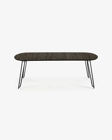 Mesa extensible Milian 140 (220) x 90 cm chapa de fresno patas de acero acabado negro