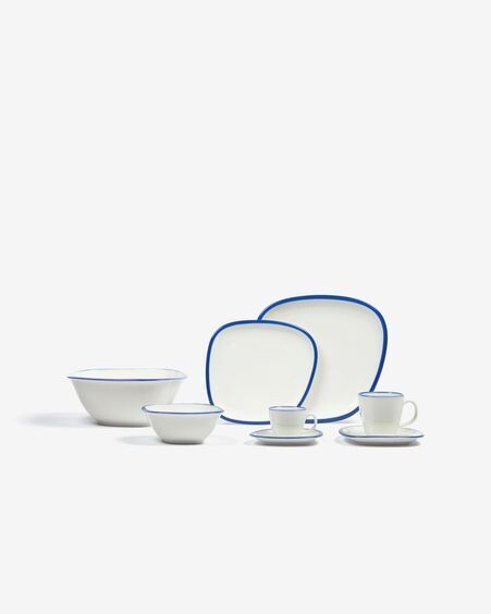 Bol grande Odalin de porcelana blanco y azul