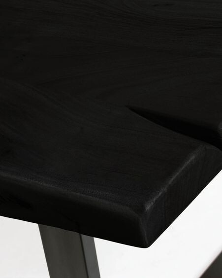Mesa Alaia de madera maciza de acacia negro y patas de acero negro 180 x 90 cm
