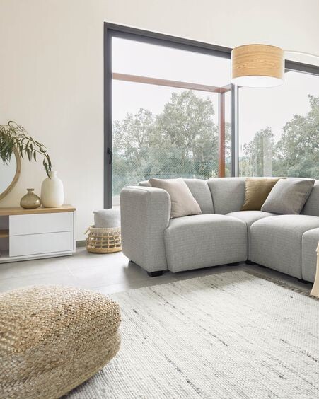 Sofá modular rinconero Legara 4 plazas gris claro 226 x 164 cm