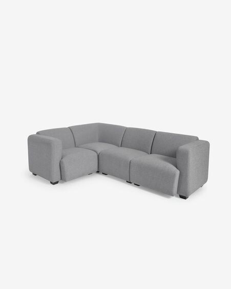Sofá modular rinconero Legara 4 plazas gris claro 226 x 164 cm