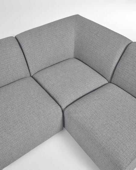 Sofá modular rinconero Legara 4 plazas gris claro 226 x 164 cm