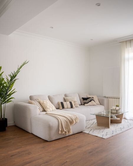 Sofá Blok 4 plazas chaise longue izquierdo beige 330 cm