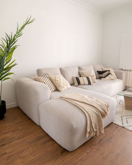 Sofá Blok 4 plazas chaise longue izquierdo beige 330 cm