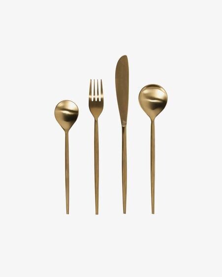 Set Lite de 16 cubiertos dorado mango redondo