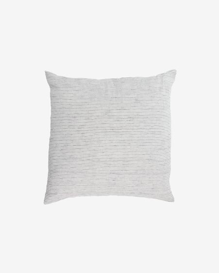 Funda cojín Marena 100% lino rayas blanco y negro 45 x 45 cm