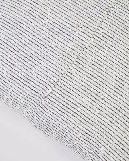 Funda cojín Marena 100% lino rayas blanco y negro 45 x 45 cm