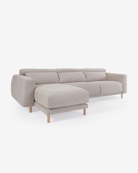 Sofá Singa 3 plazas con chaise longue izquierdo beige 296 cm