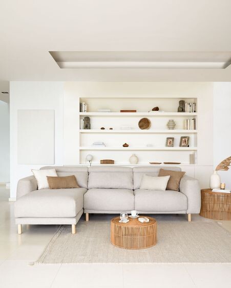 Sofá Singa 3 plazas con chaise longue izquierdo beige 296 cm