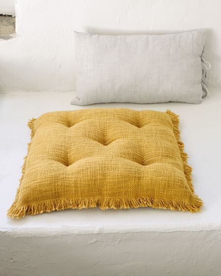 Cojín para silla Brunela 100% algodón mostaza 45 x 45 cm