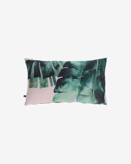 Funda cojín Hermie  hojas verde 30 x 50 cm