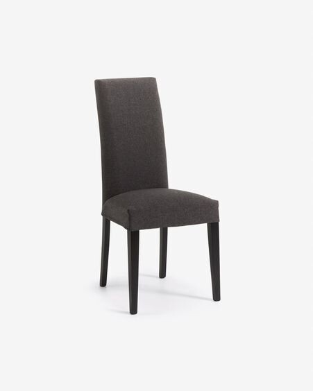 Silla Freda grafito y patas de madera maciza de haya acabado negro