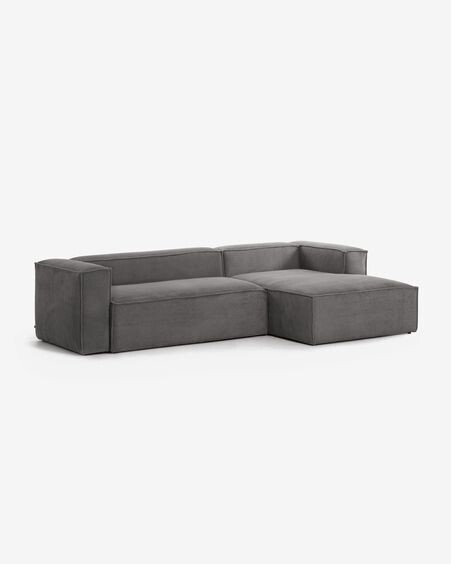 Sofá Blok 3 plazas chaise longue derecho pana gruesa gris 300 cm