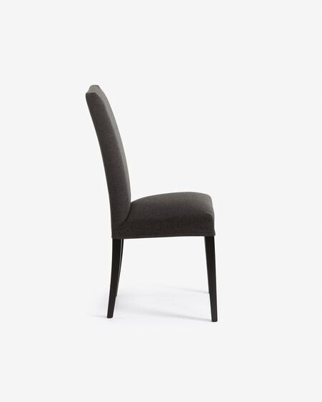 Silla Freda grafito y patas de madera maciza de haya acabado negro