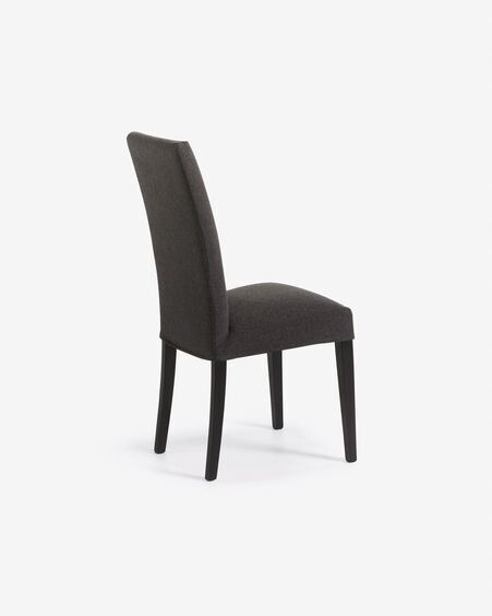 Silla Freda grafito y patas de madera maciza de haya acabado negro