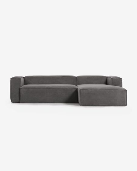Sofá Blok 3 plazas chaise longue derecho pana gruesa gris 300 cm