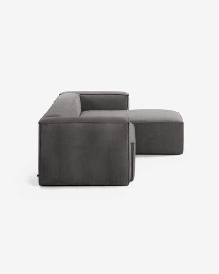 Sofá Blok 3 plazas chaise longue derecho pana gruesa gris 300 cm