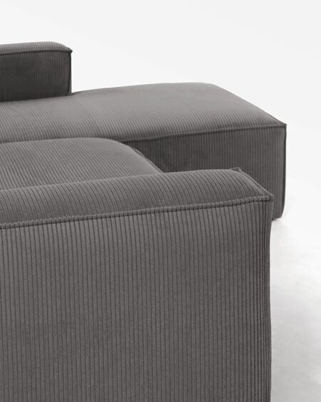 Sofá Blok 3 plazas chaise longue derecho pana gruesa gris 300 cm
